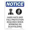 Signmission OSHA Notice Sign, Hard Hats And Fall With Symbol, 24in X 18in Decal, 18" W, 24" H, Portrait OS-NS-D-1824-V-13277 - alternate 1